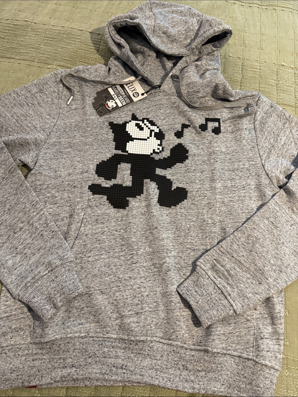 Mostly heard rarely seen -Felix the Cat Grey Pixel Graphic Hoodie NWT
